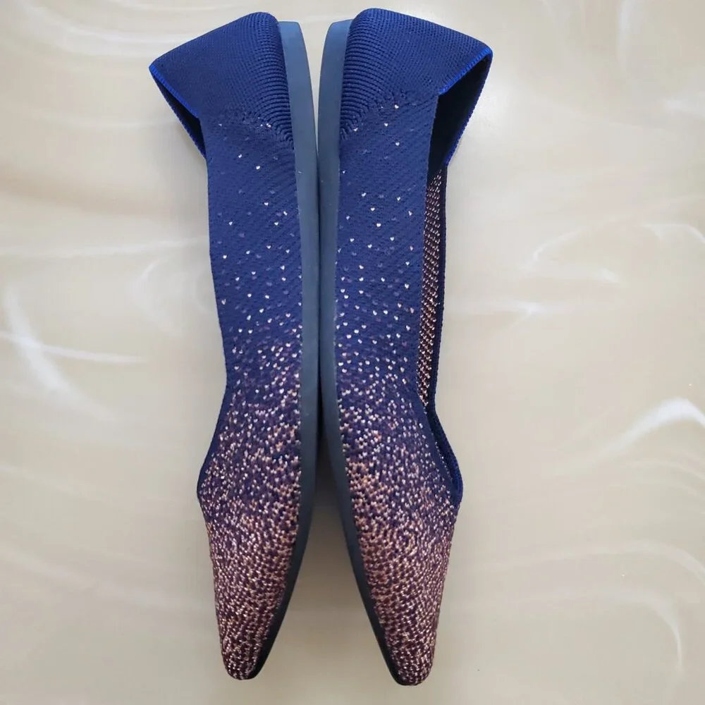 Rothy’s The Point Midnight Metallic Limited Edition Points Flats Size 10.5